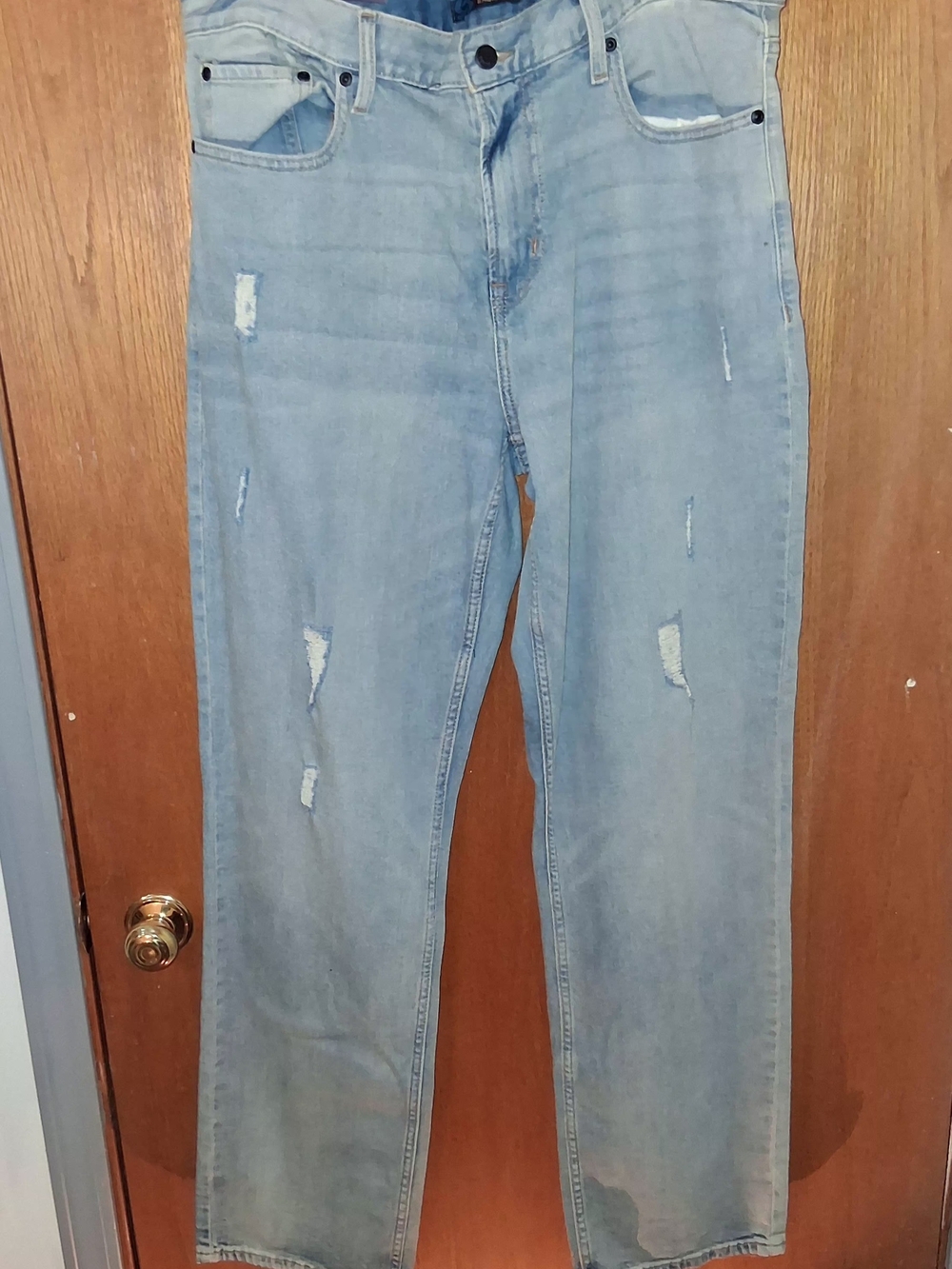 EXCHANGE Light Blue Relaxed Fit Distressed Jeans